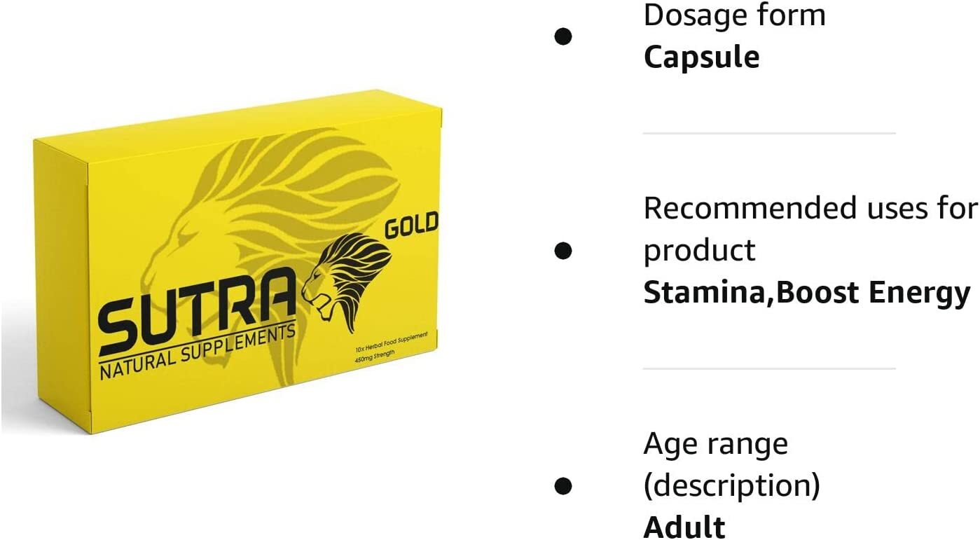 Ultra Strong Sutra Gold - (10 Pack) New & Effective 450mg Ginseng Complex Herbal Supplement for Men