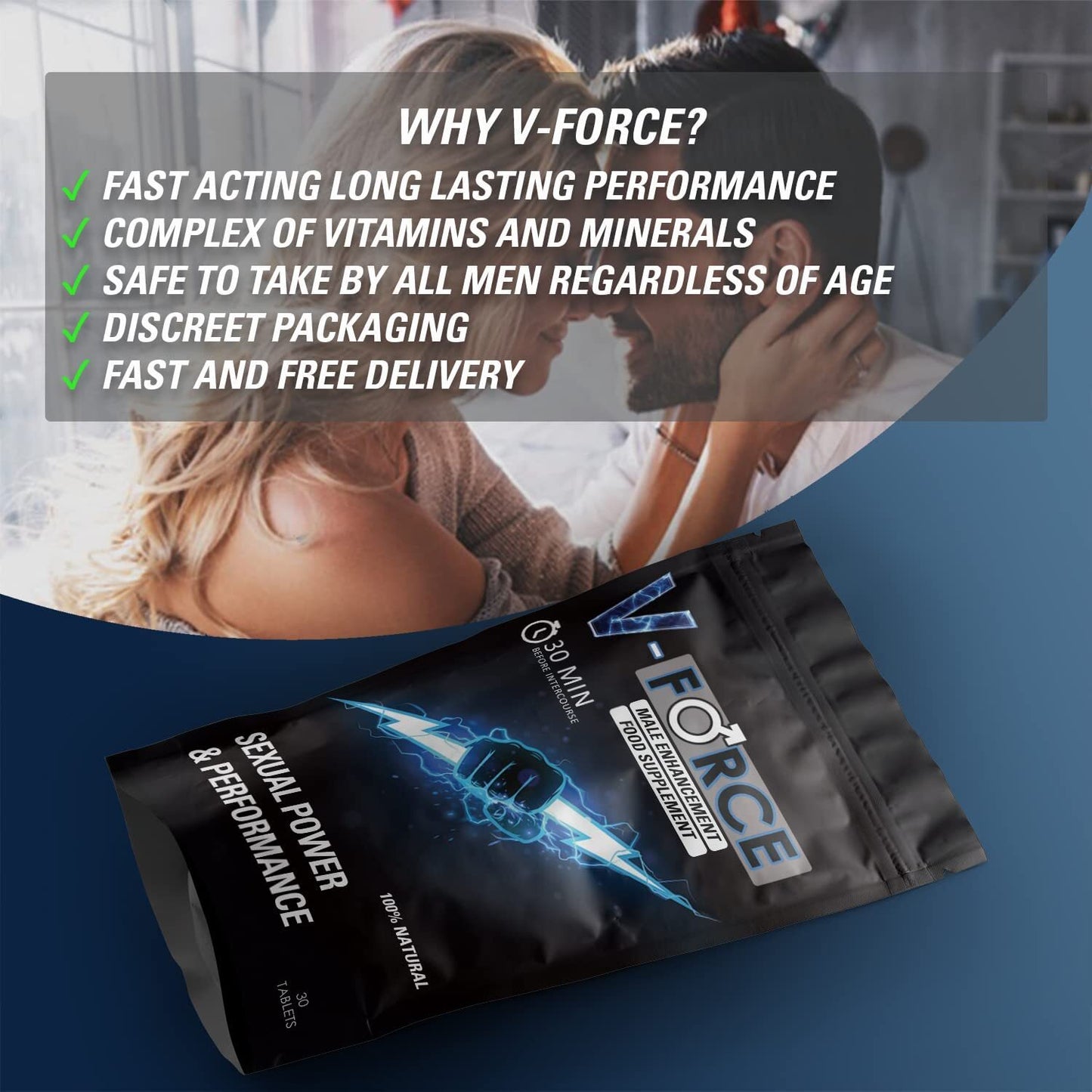 V-Force 100 mg, 30 Herbal Supplement Pills for Men, Performance Enhancing Supplements