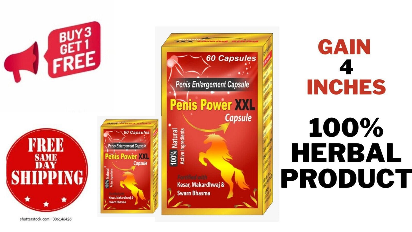 MALE PENIS ENLARGER - LONGER WIDER BIGGER - 6-INCH GROWTH - ENHANCEMENT 60 CAPS