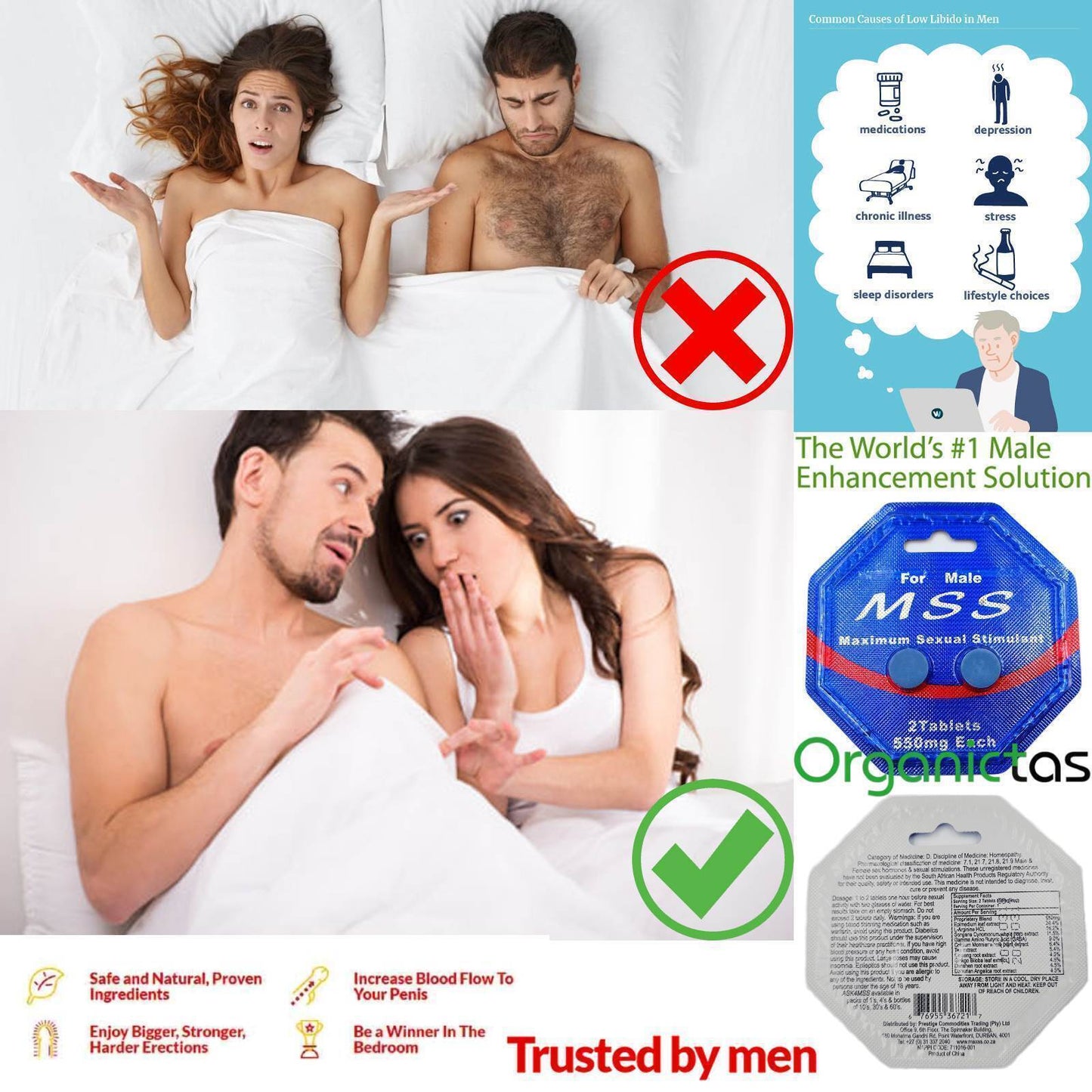 Herbal SEXUAL MEN'S STIMULANT Male Enhancement Erection Sex Pills Supplement