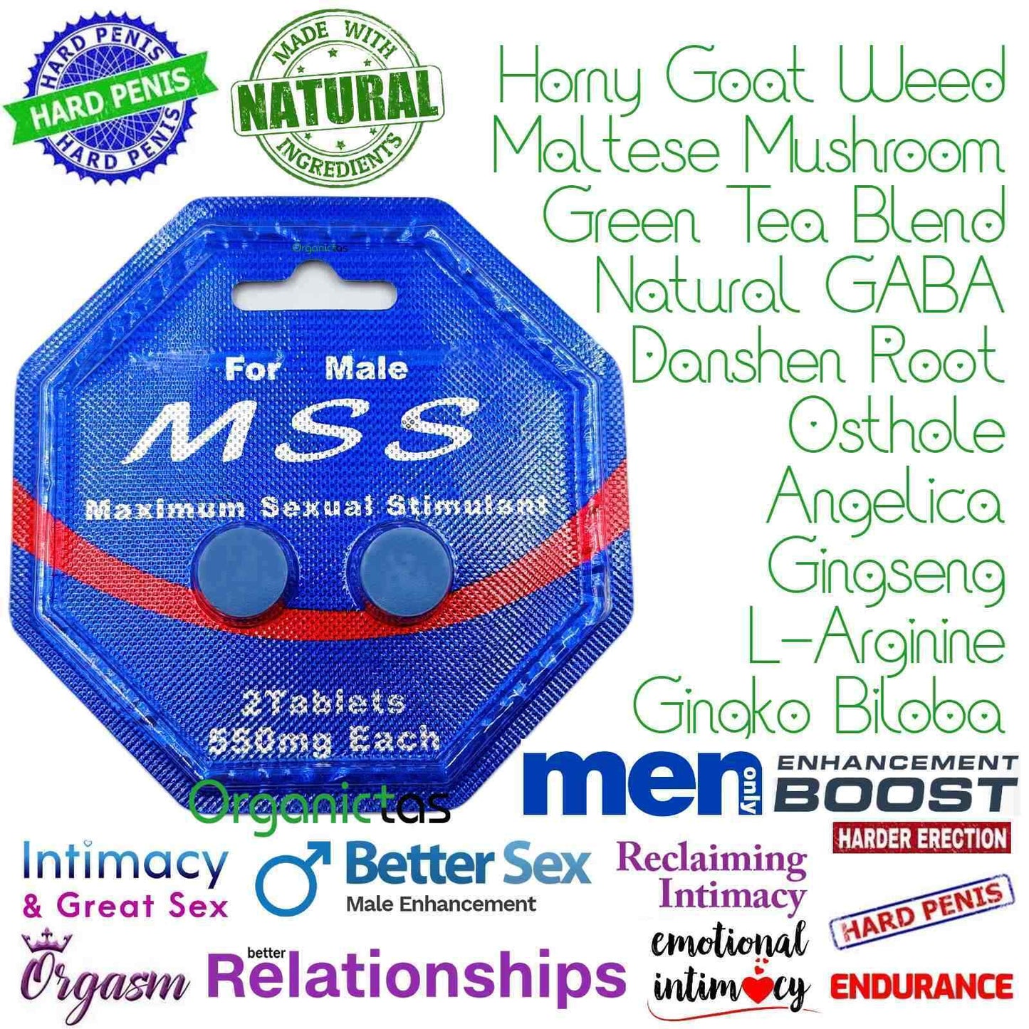 Herbal SEXUAL MEN'S STIMULANT Male Enhancement Erection Sex Pills Supplement