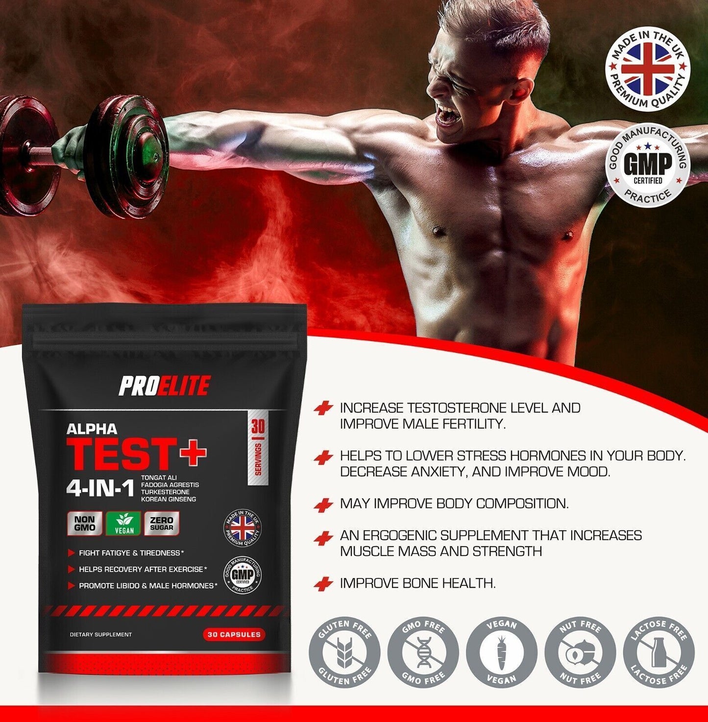 Testosterone Booster Alpha Test Anabolic Male Libido Sex Gain 30 Capsules Pills