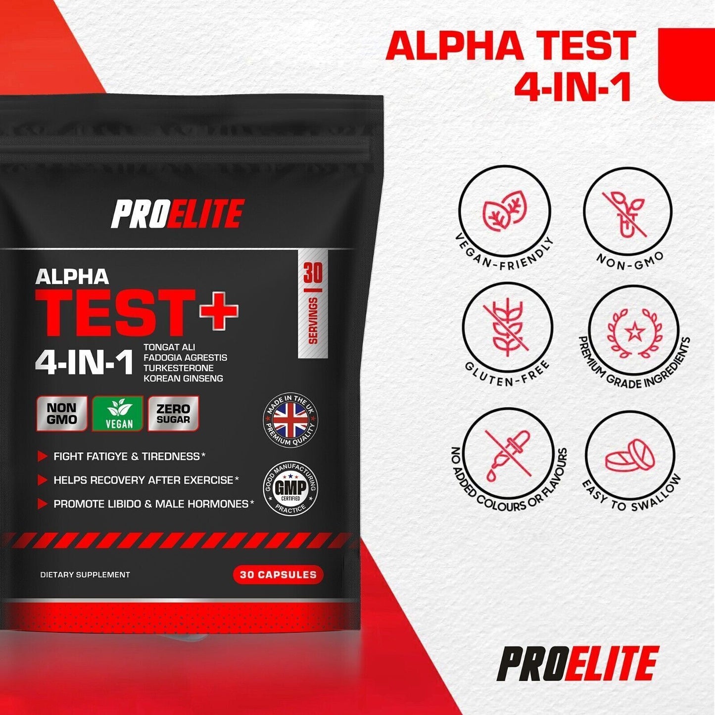 Testosterone Booster Alpha Test Anabolic Male Libido Sex Gain 30 Capsules Pills