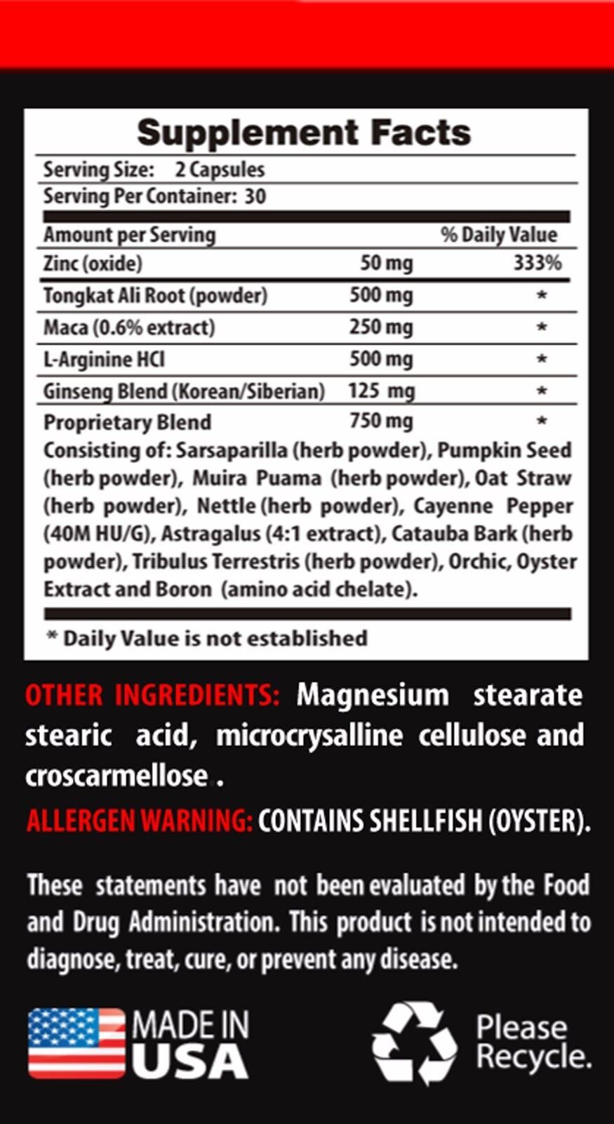 Male Stamina Pills - KING SIZE FOR SEX - Male Enhancement - 1 Pack 60 Capsules