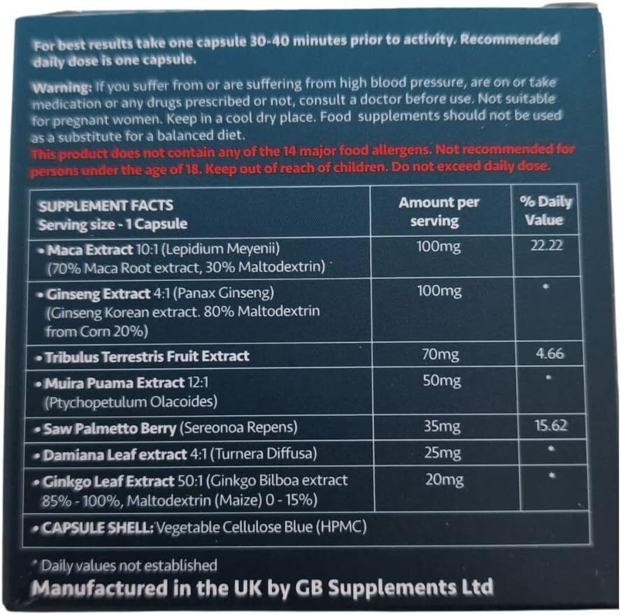 6 x Ultra Blue High Strength Tablets, 100% Herbal Blue Pill Supplement.