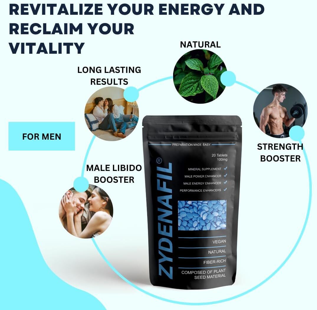 Zydenafilโข Blue Pill | 40 Tablets | Fast Effect Male Performance Enhancing 100% Herbal Food Supplement |