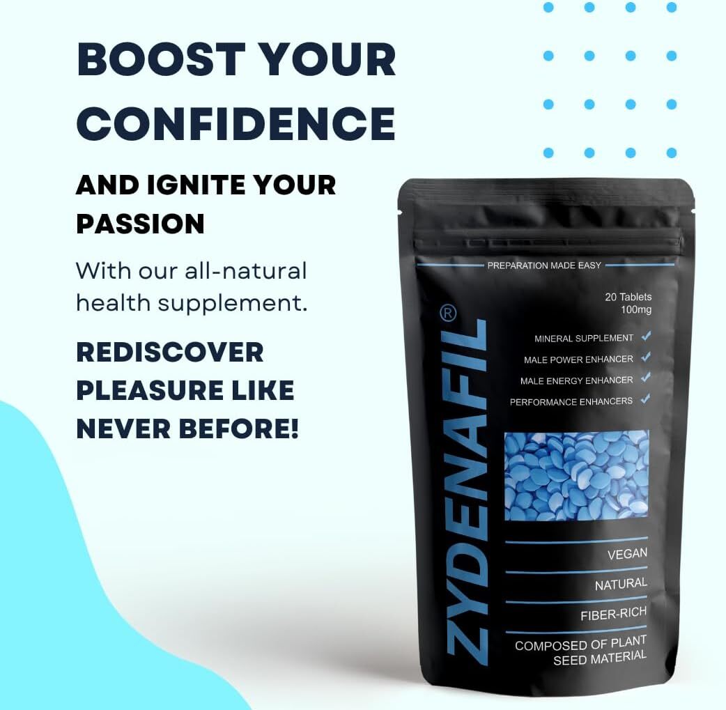 Zydenafilโข Blue Pill | 40 Tablets | Fast Effect Male Performance Enhancing 100% Herbal Food Supplement |