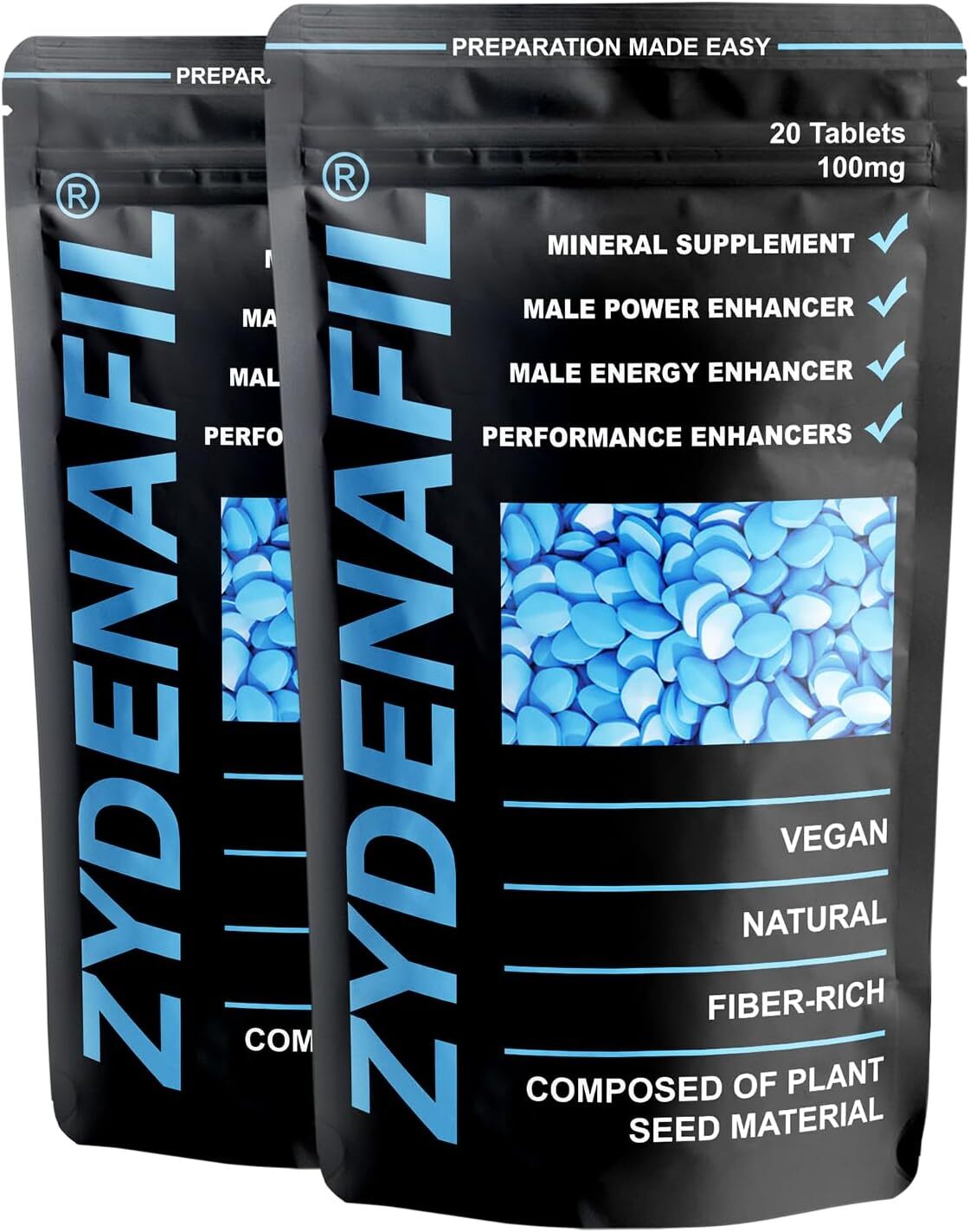 Zydenafilโข Blue Pill | 40 Tablets | Fast Effect Male Performance Enhancing 100% Herbal Food Supplement |