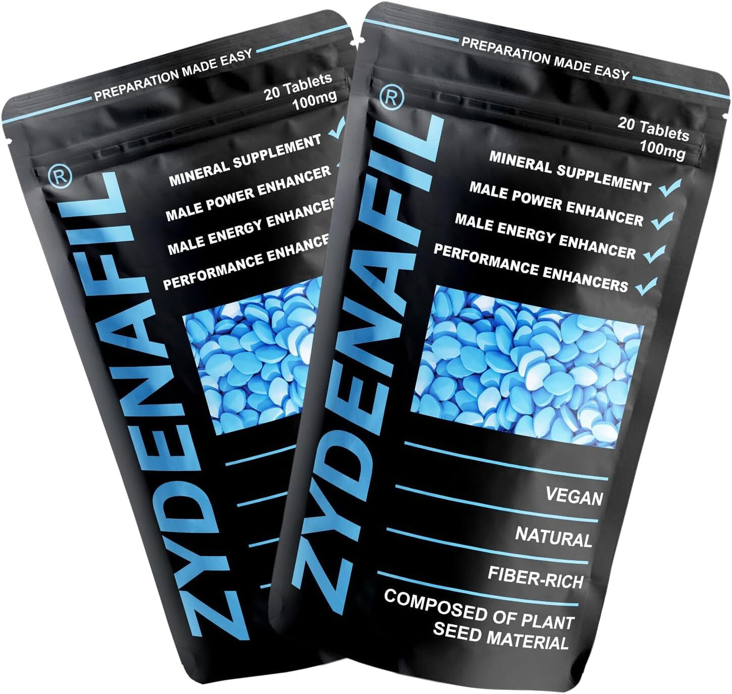 Zydenafilโข Blue Pill | 40 Tablets | Fast Effect Male Performance Enhancing 100% Herbal Food Supplement |