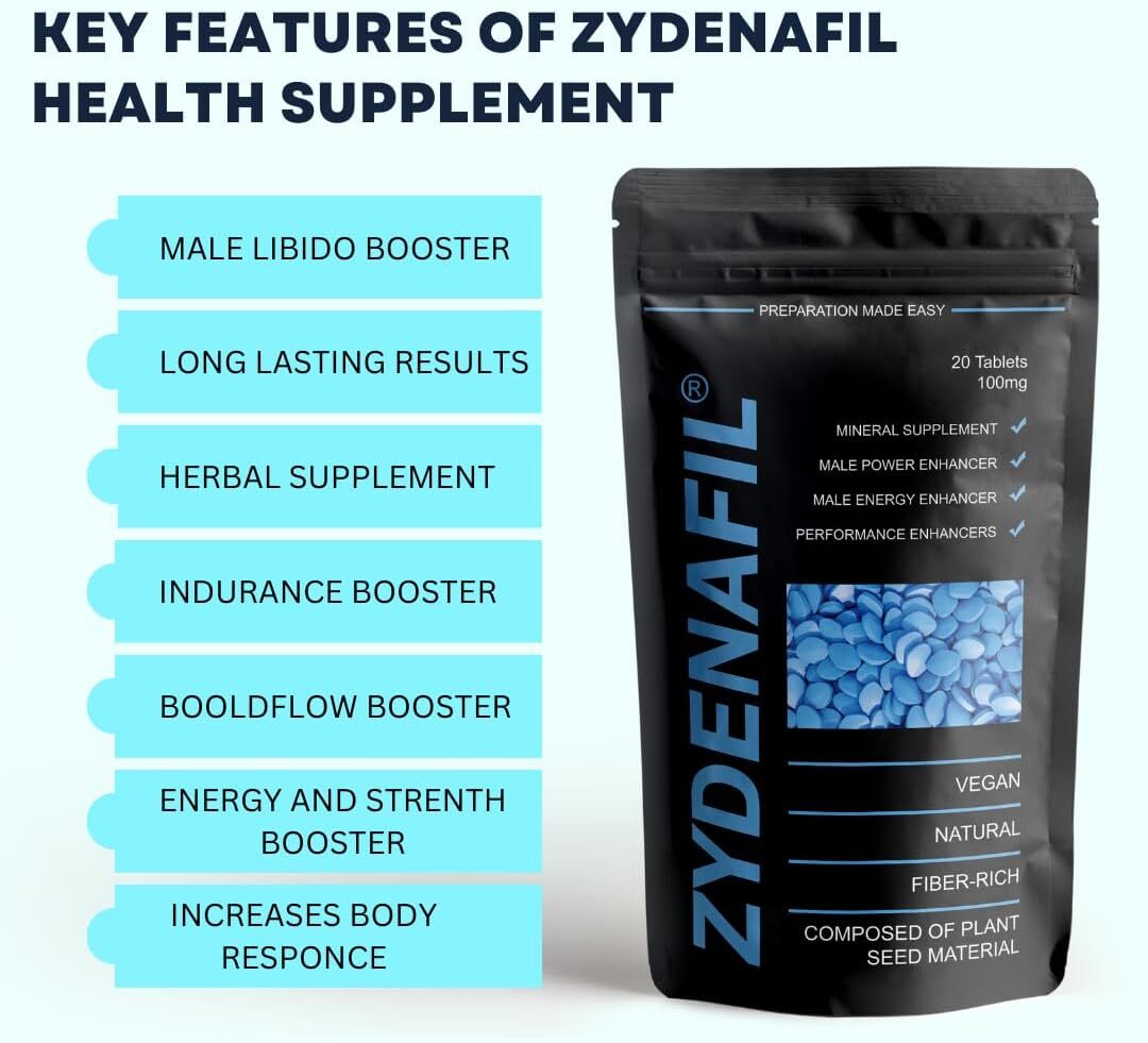 Zydenafilโข Blue Pill | 40 Tablets | Fast Effect Male Performance Enhancing 100% Herbal Food Supplement |