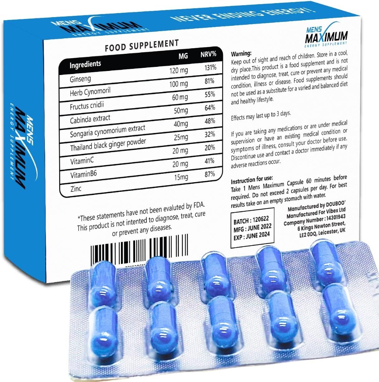 10 High Dose Blue Tablets. Strong. Fast. Long-Blue Power from Nature