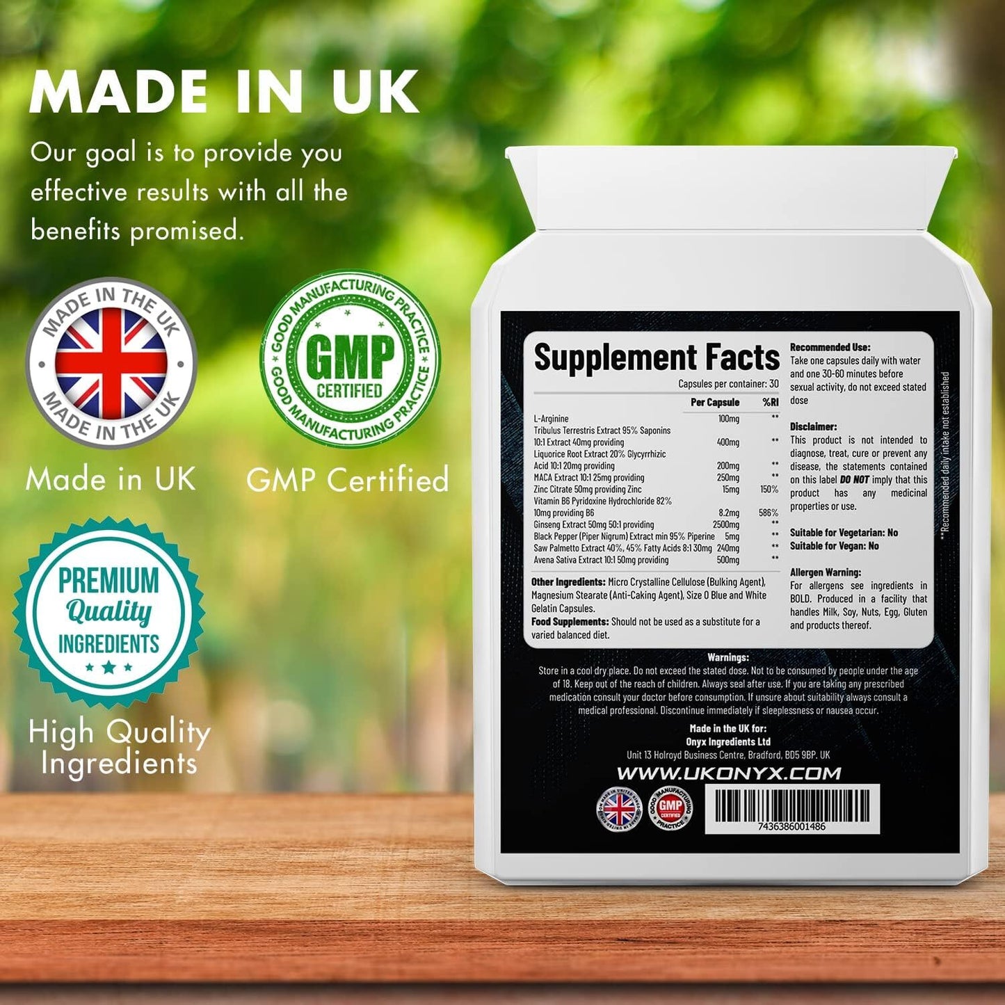 Onyx Male Sex Enhancer with Maca, Ginseng and L-Arginine