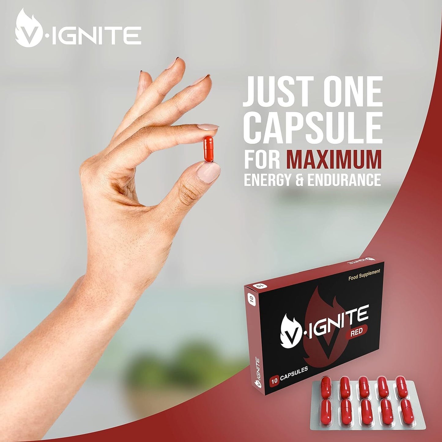 V•IGNITE - Strong and Fast Acting - 10 Capsules for Men | 100% Effective Natural Ingredients