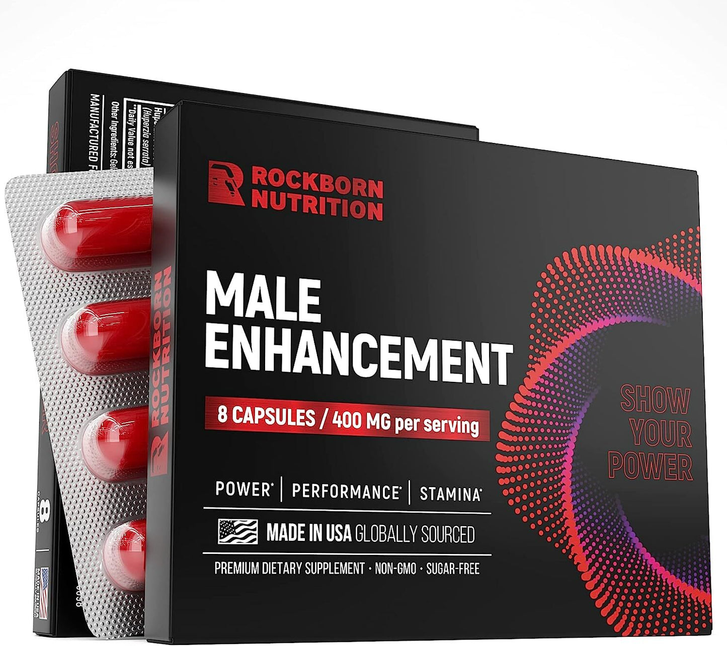 Rockborn Herbal Supplement for Men’s Health with Horny Goat Weed and Tribulus Terrestris - Made in USA - 8 Capsules
