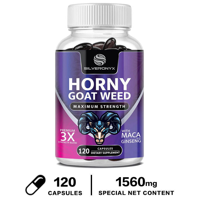 Horny Goat Weed Capsules - Supports Energy & Stamina - Testosterone Booster 120 CAPS