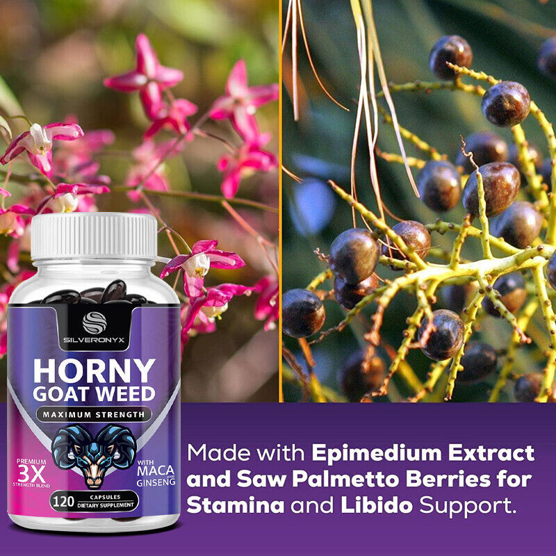 Horny Goat Weed Capsules - Supports Energy & Stamina - Testosterone Booster 120 CAPS