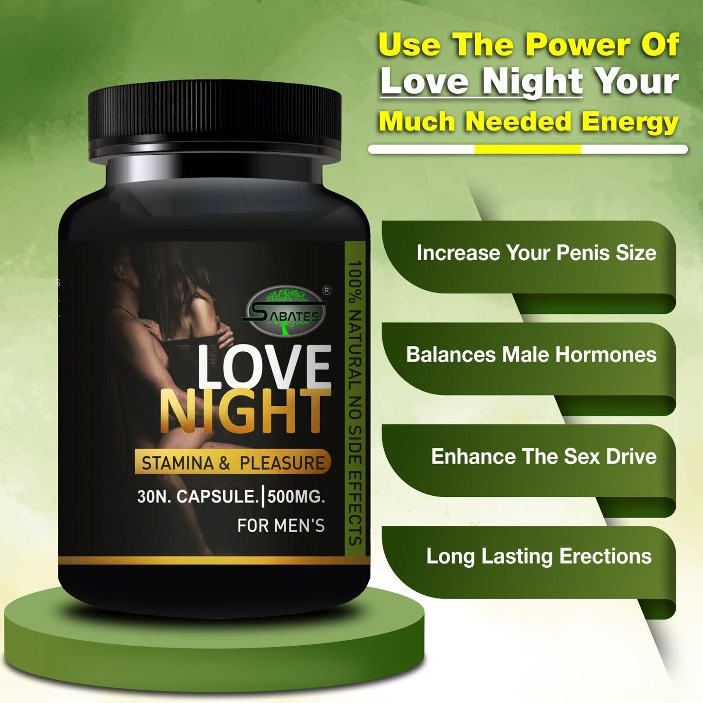 Sabates Love Night Sexual Capsule Sex Capsule Penis Enlargement Pill (30 Tab)