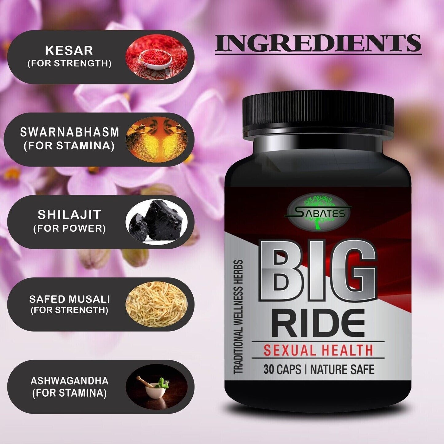 Sabates Big Ride Capsule For Improves Sexual Potency & Performance 30 Capsules