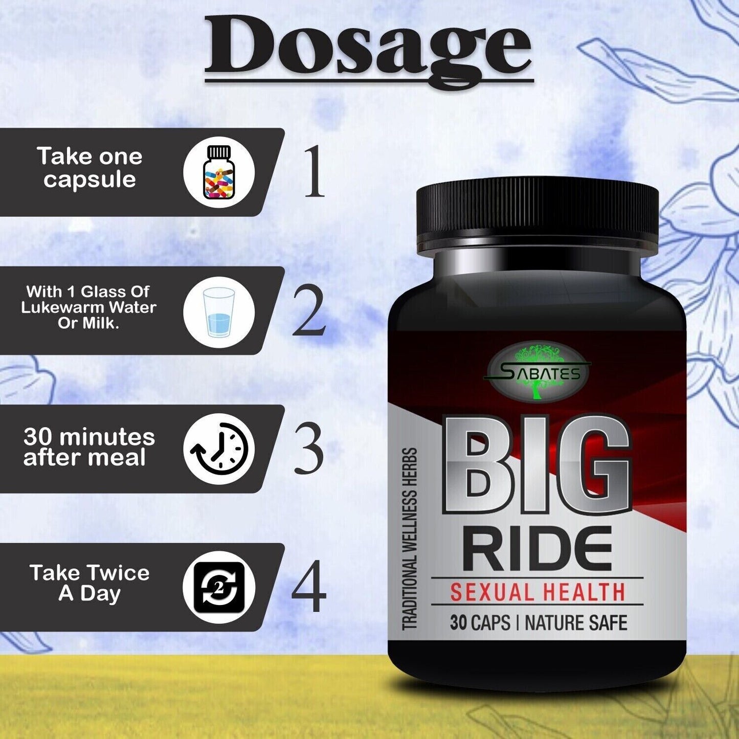 Sabates Big Ride Capsule For Improves Sexual Potency & Performance 30 Capsules