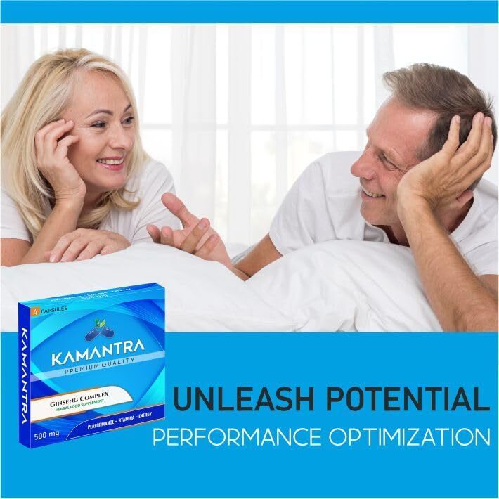 KAMANTRA - Mantra to Enhance Your Performance - Extra Strength Performance Enhancing Pills, Stamina Endurance Booster Blue Supplement Pills for Men - 4 Ginseng Capsules