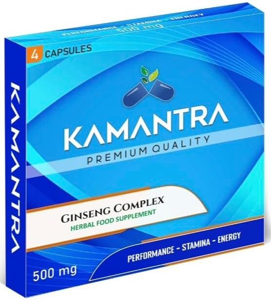 KAMANTRA - Mantra to Enhance Your Performance - Extra Strength Performance Enhancing Pills, Stamina Endurance Booster Blue Supplement Pills for Men - 4 Ginseng Capsules
