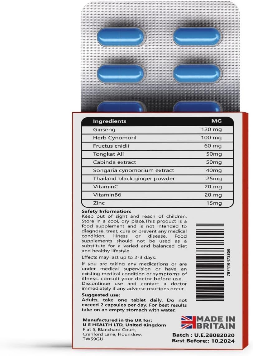 10 Super Man Blue Capsules 100mg Energy Enhancer, Endurance, Stamina & Fast Acting Supplements