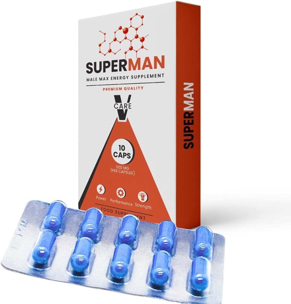 10 Super Man Blue Capsules 100mg Energy Enhancer, Endurance, Stamina & Fast Acting Supplements