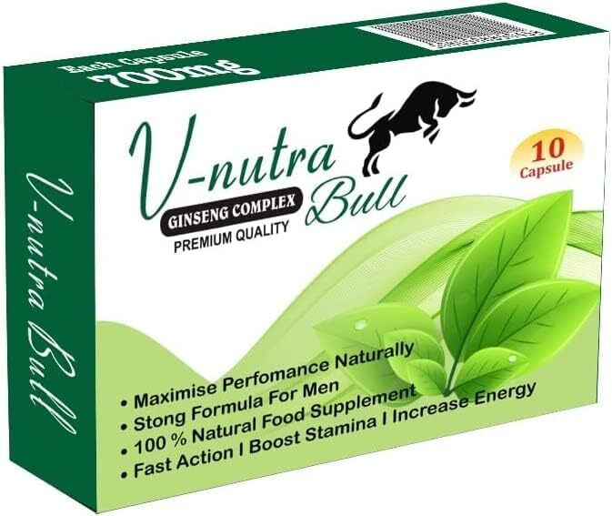 V-nutra Bull Super Extra-Strong Ginseng and Herbal Food Supplement for Men The Most Effective Natural Food Supplement for Men, with Strength and Fast Acting. - (Pack of 10 Capsules)