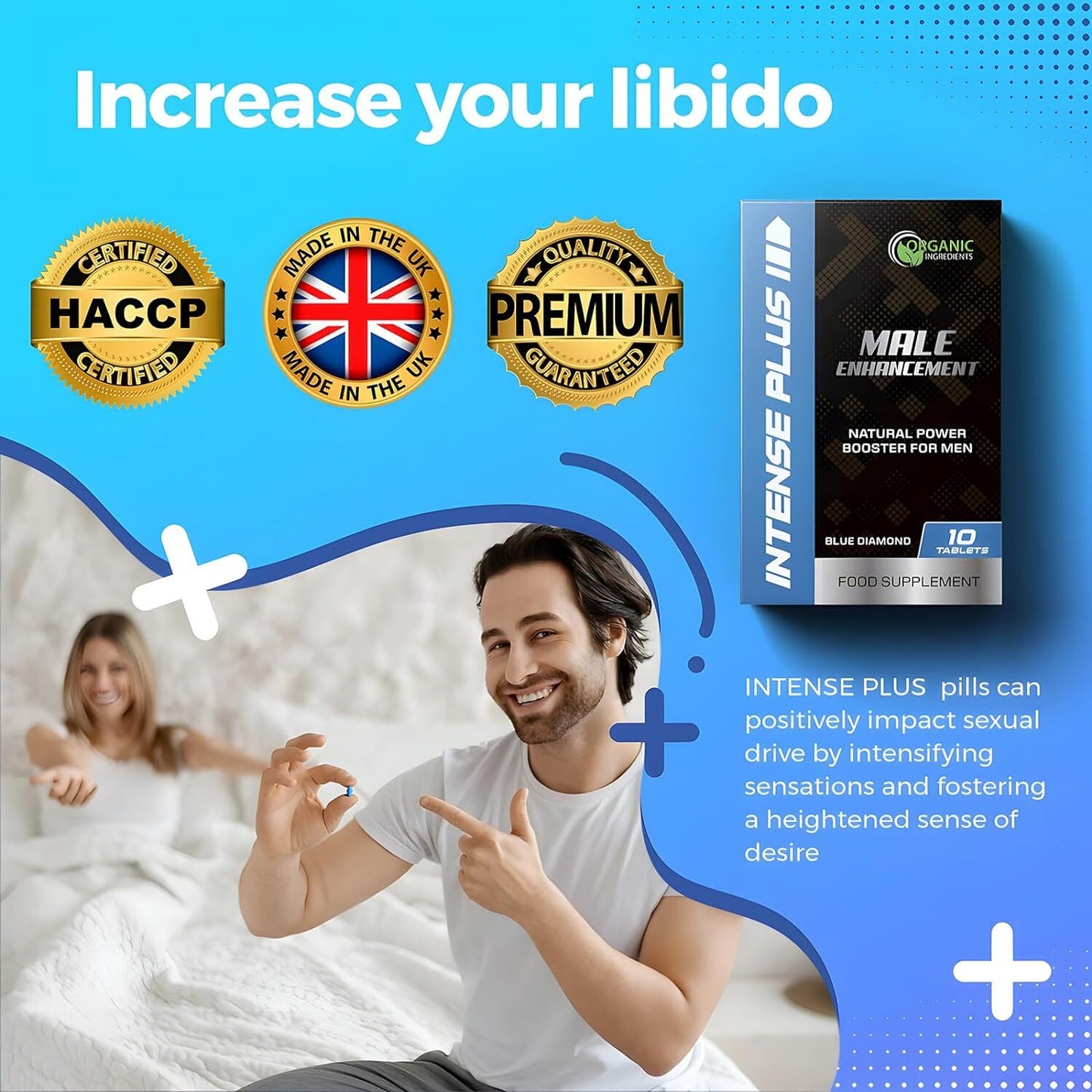 Intense Plus Stronger & Harder Enhanced Strength, Male Enhancing Pill Firmness & High Stamina Tablets Prolonged Performance - Herbal & Food Supplement