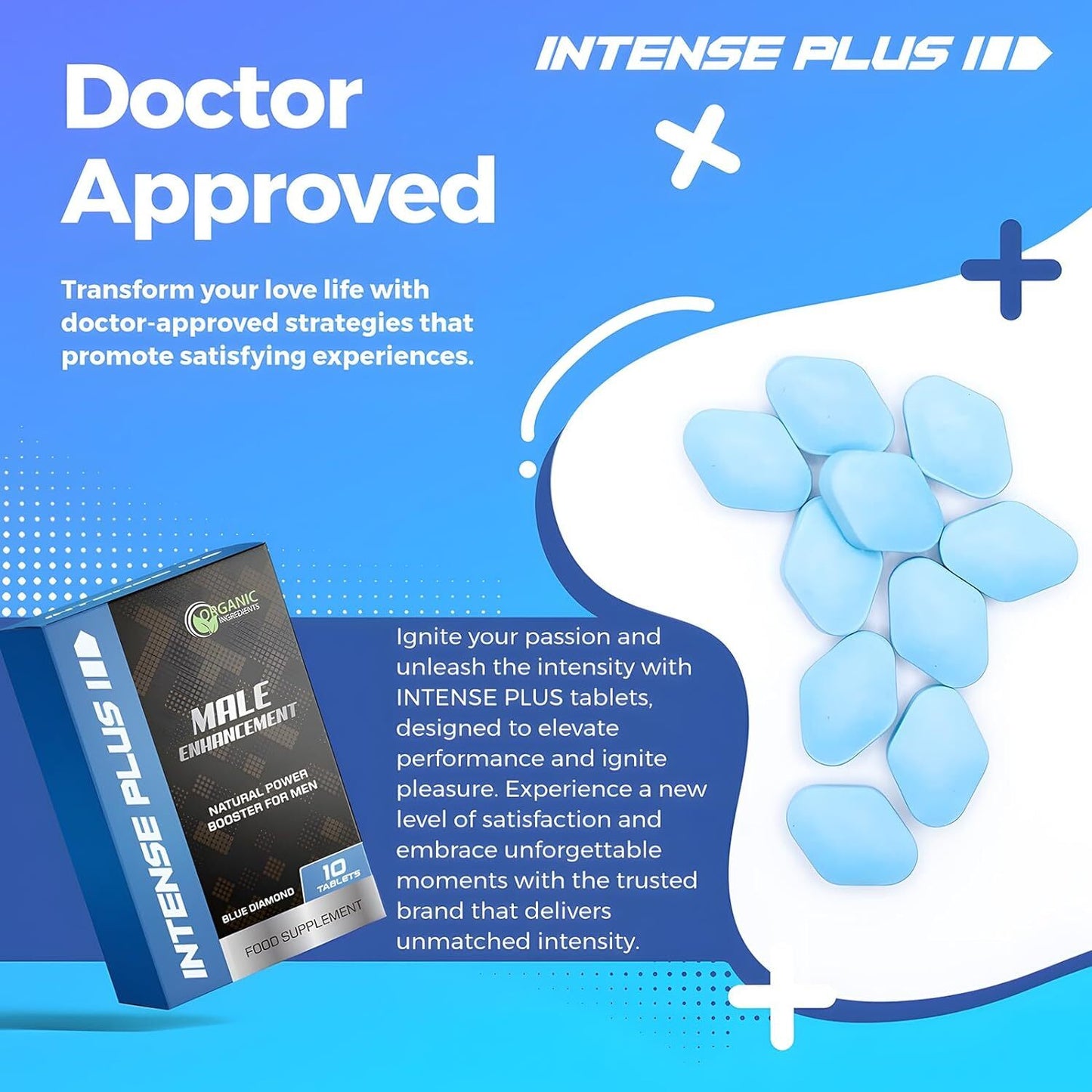 Intense Plus Stronger & Harder Enhanced Strength, Male Enhancing Pill Firmness & High Stamina Tablets Prolonged Performance - Herbal & Food Supplement