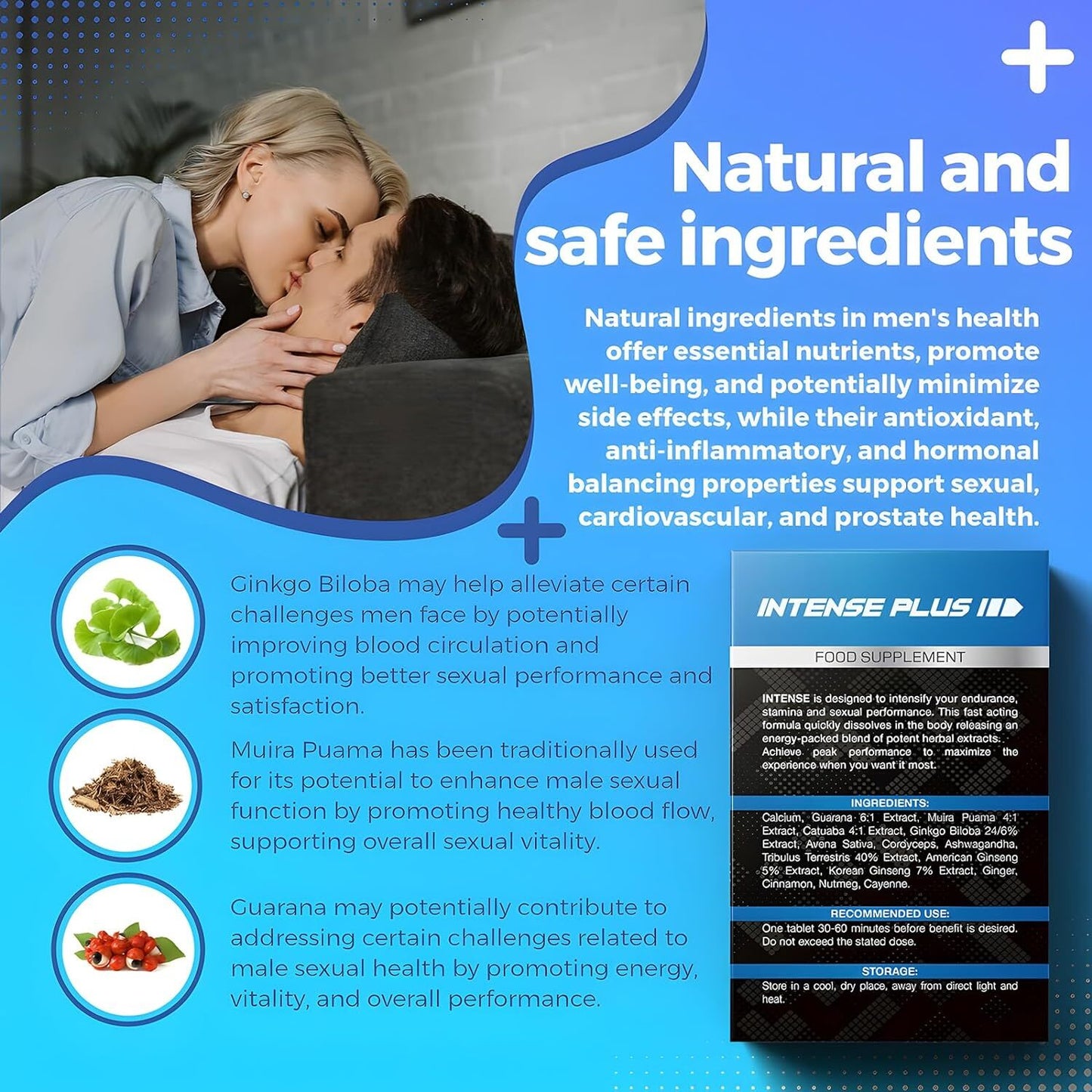 Intense Plus Stronger & Harder Enhanced Strength, Male Enhancing Pill Firmness & High Stamina Tablets Prolonged Performance - Herbal & Food Supplement