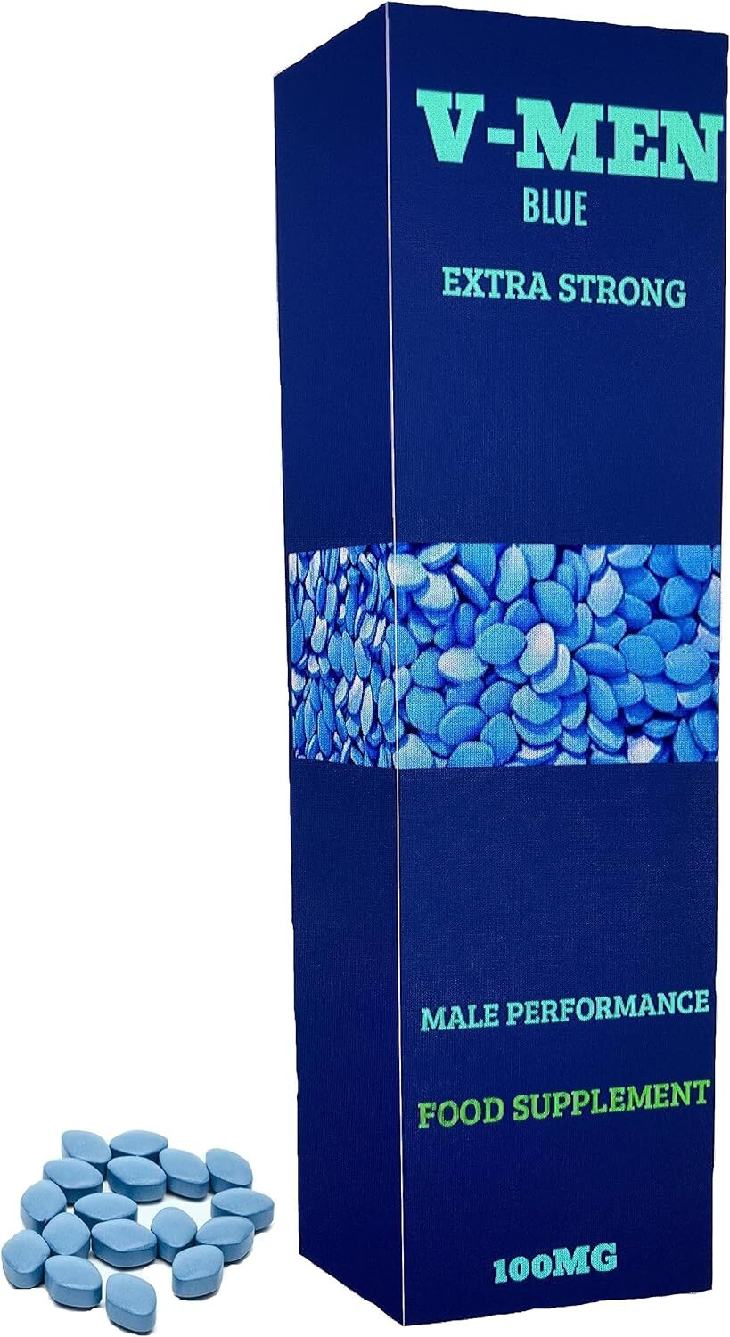VBLUE Men | Extra Strong | Mens Supplement | X20 Blue Tablets | Ginseng | MAX Performance