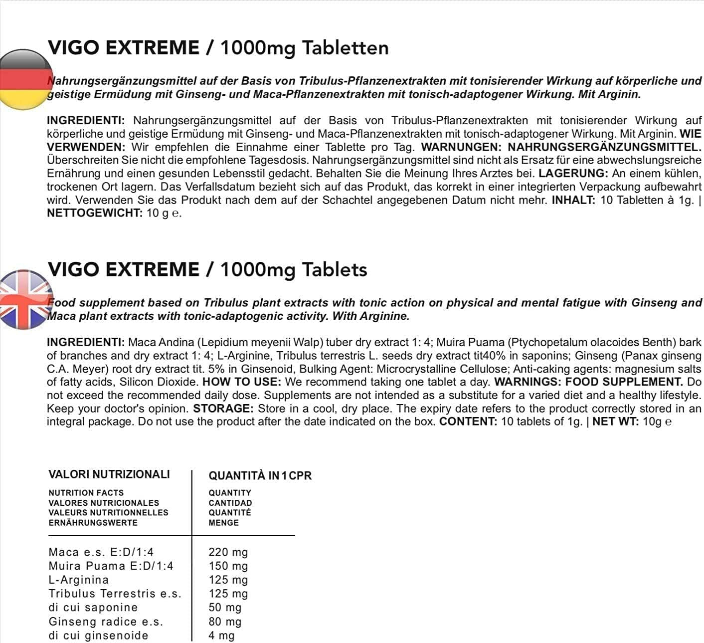 VIGO EXTREME 1000 MG | Without Any Contraindication | Made In Italy | Natural Energizer