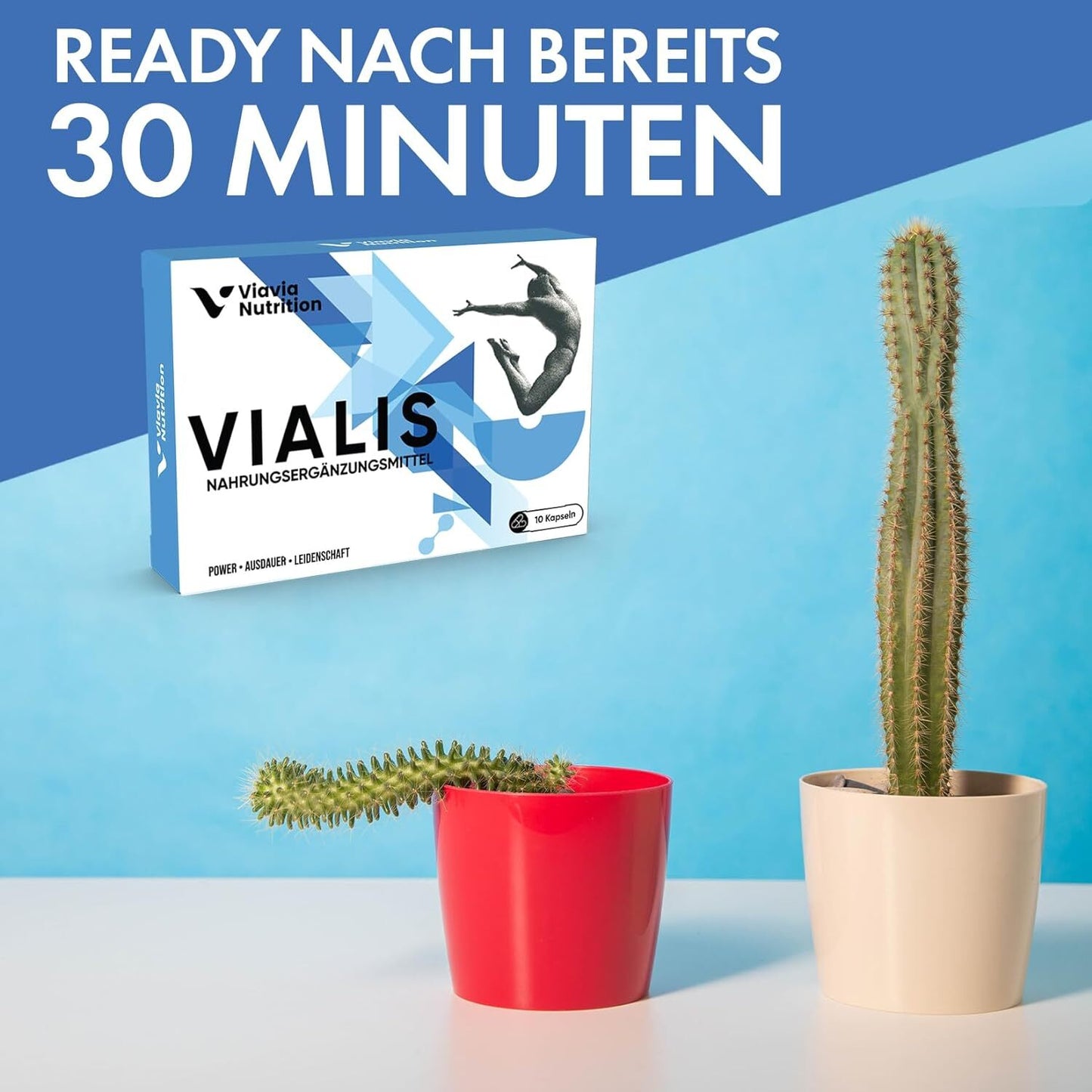 Vialis x 10 Capsules - Natural Preparation for Instant and Long-Lasting Effect - Extra Strong - High Dose with Maca, Ginseng, Tribulus Terrestris and Ginger