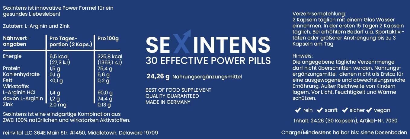 Sexintens 30 Capsules High Dose Unisex Booster for Testosterone Erotic Love and Better Sex