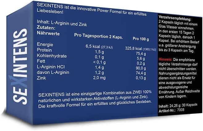 Sexintens 30 Capsules High Dose Unisex Booster for Testosterone Erotic Love and Better Sex