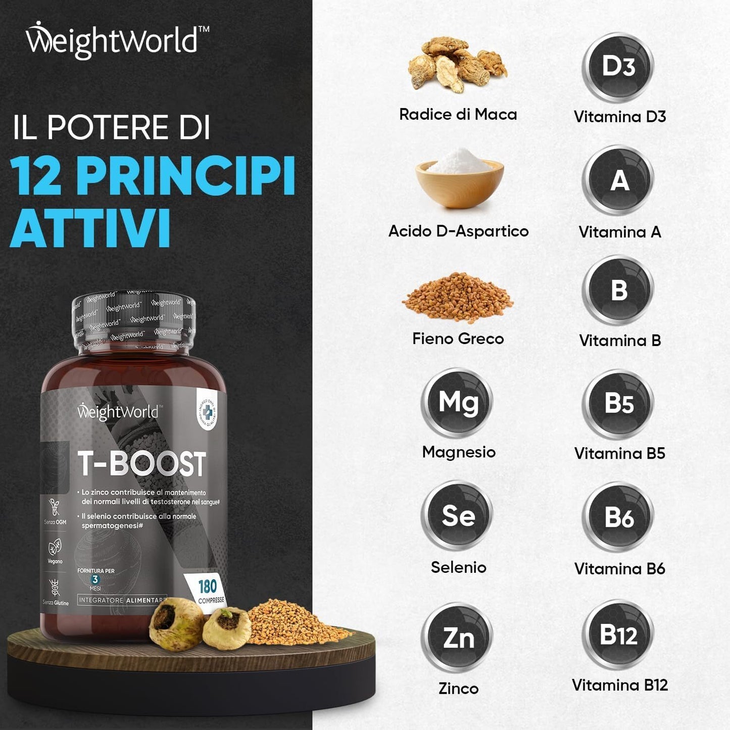 T-Boost Testosterone + Muscle Mass, 180 Vegan Tablets
