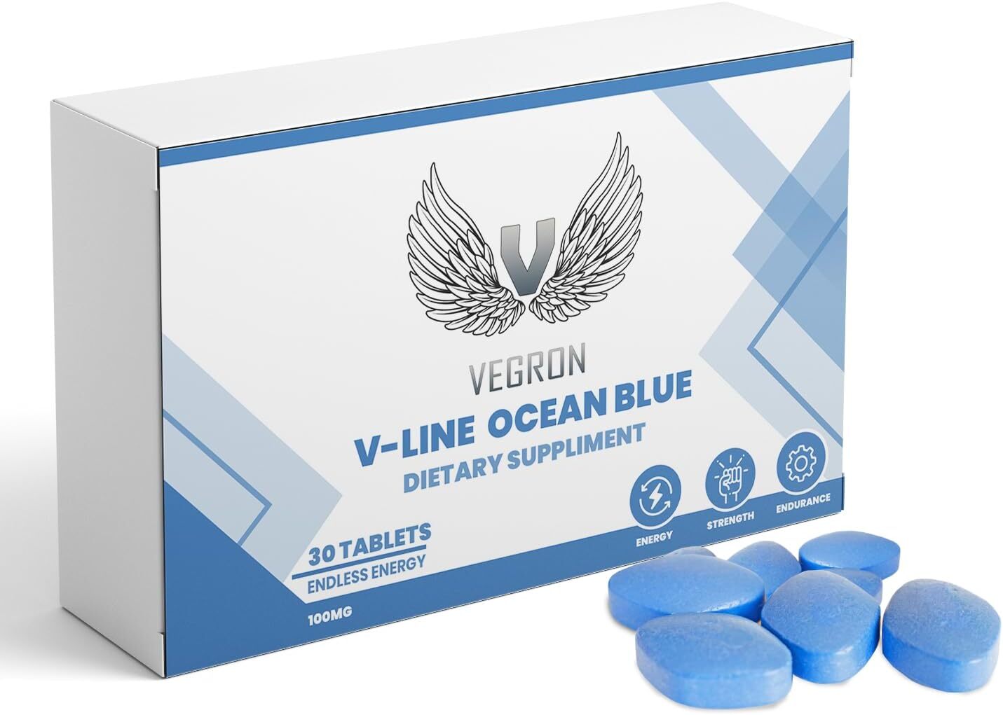 V Line Ocean Blue 30 Tablets. Premium Male Enhancement Support