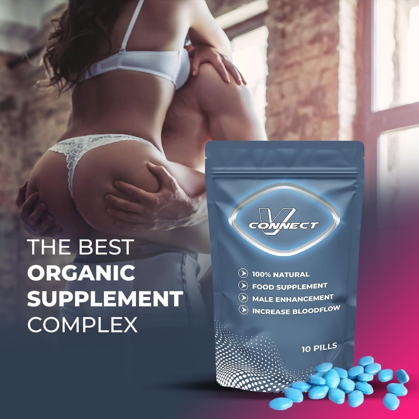 VConnect Male Performance Enhancing Food Supplement | Fast Acting | Ginseng Maca | Energy and Stamina Support | Made in UK