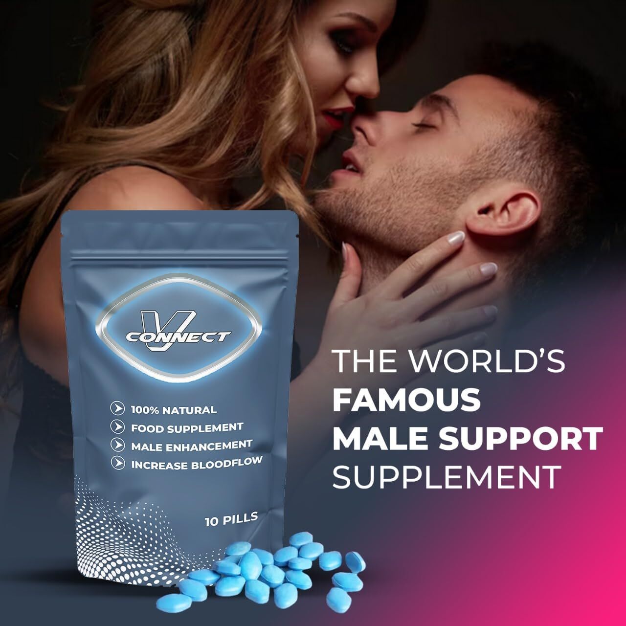 VConnect Male Performance Enhancing Food Supplement | Fast Acting | Ginseng Maca | Energy and Stamina Support | Made in UK