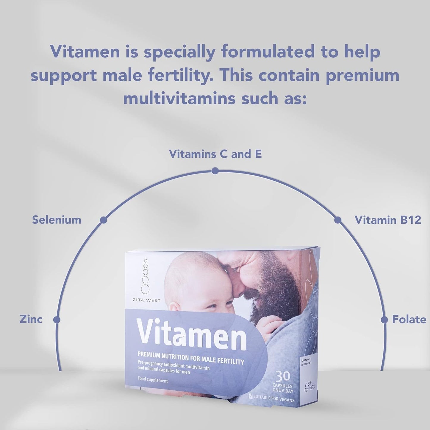 Zita West Vitamen - Ultimate Male Fertility Supplement - 30 Capsules (1 Months Supply)