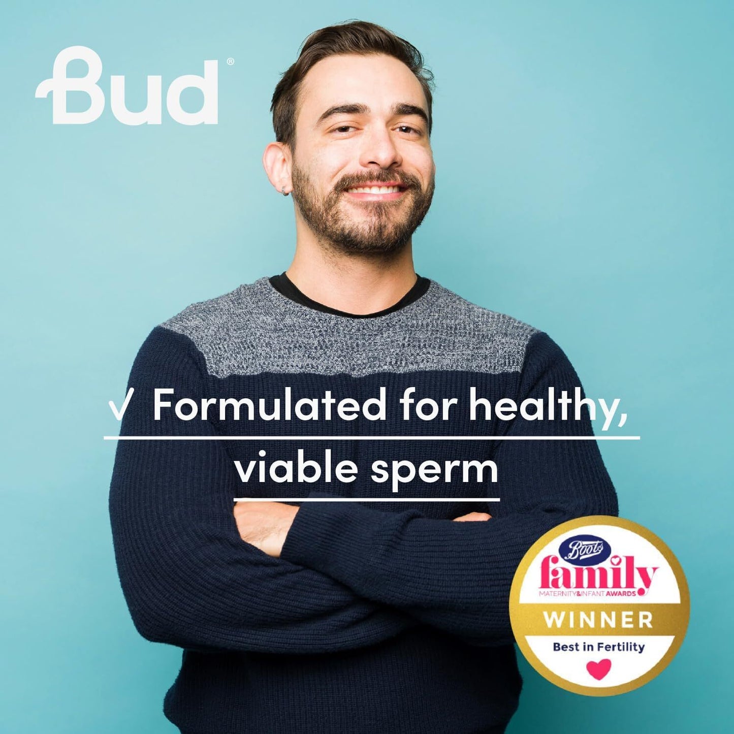 Bud Male Fertility Supplement | Natural Fertility Vitamins for Men | Maca + Zinc, Selenium & L-carnitine for Sperm Quality & Male Reproductive Health | 60 Capsules - Made in UK