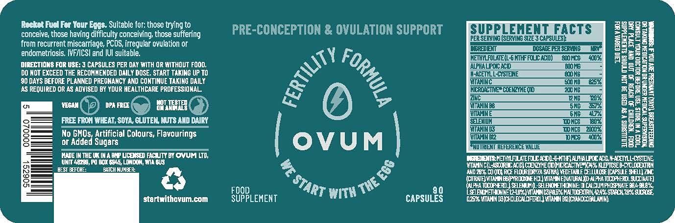OVUM Fertility Supplement with MicroActive™ CoQ10 and Methylfolate | We Start with The Egg ® | Most Scientifically Advanced Supplement for Fertility | 30 Day Supply | Made in The U.K