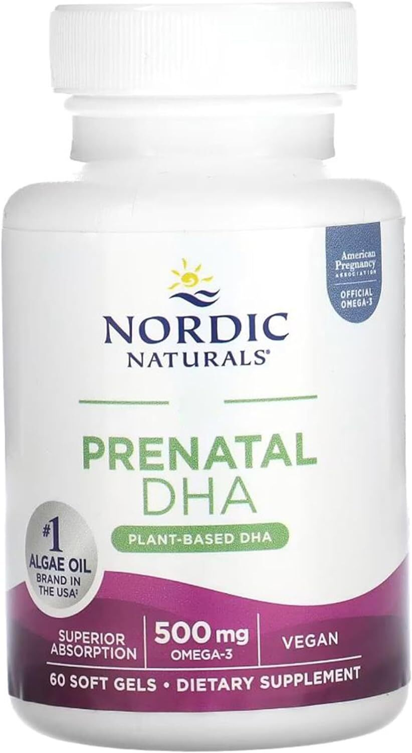 Nordic Naturals, Vegan Prenatal DHA, 500mg Vegan DHA from Algae Oil, 60 Vegan Softgels, Lab-Tested, Vegetarian, Soy-Free, Gluten-Free, Non-GMO