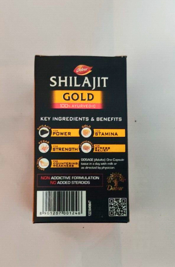 Shilajit Gold 20cap. 100% Ayurvedic For Power, Stamina, Strength, 3 Pack