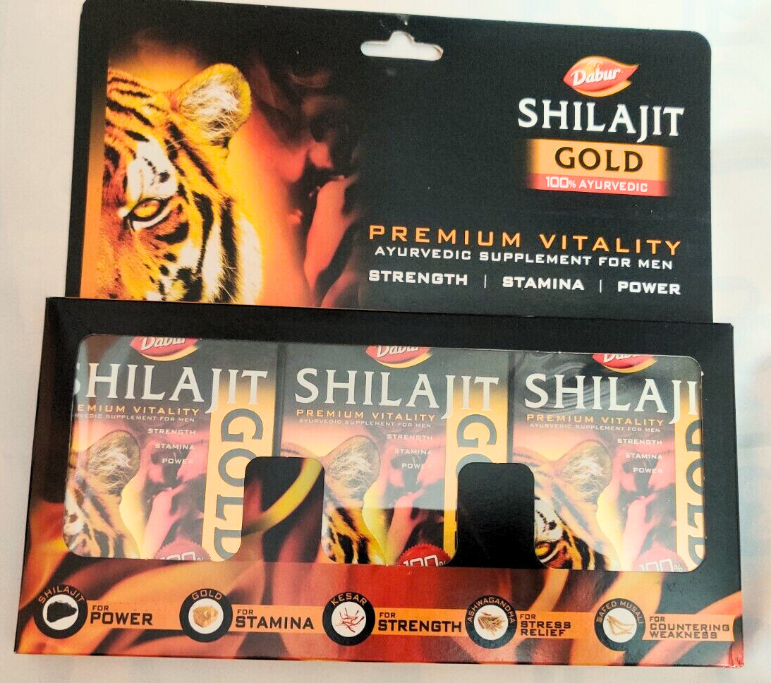 Shilajit Gold 20cap. 100% Ayurvedic For Power, Stamina, Strength, 3 Pack