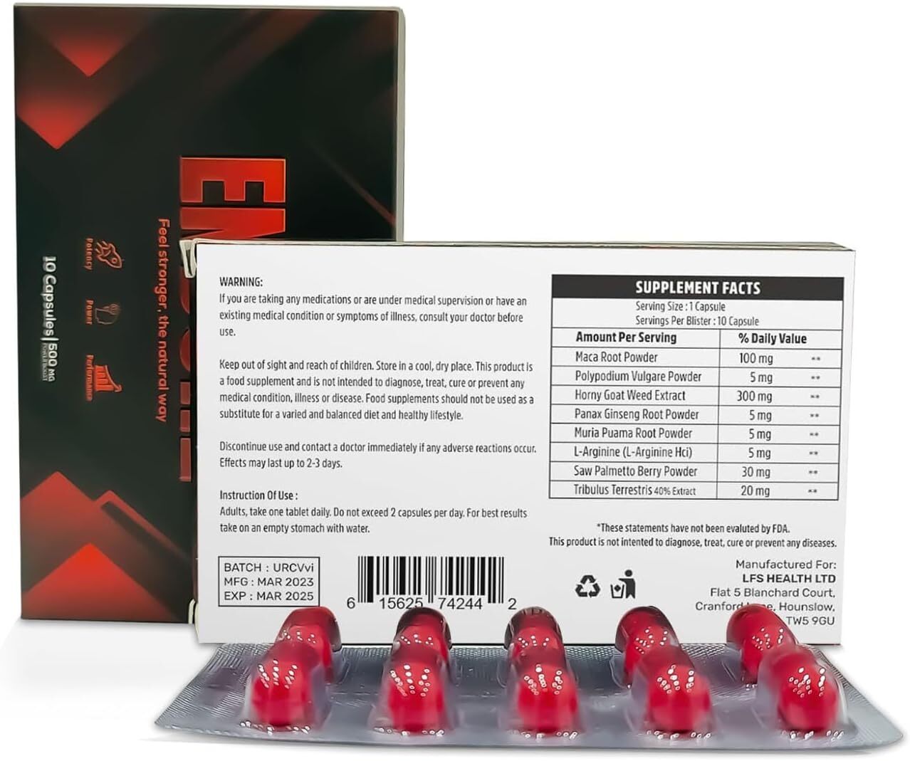 MAX Endure Feel Stronger, The Natural Way (10 Capsules)