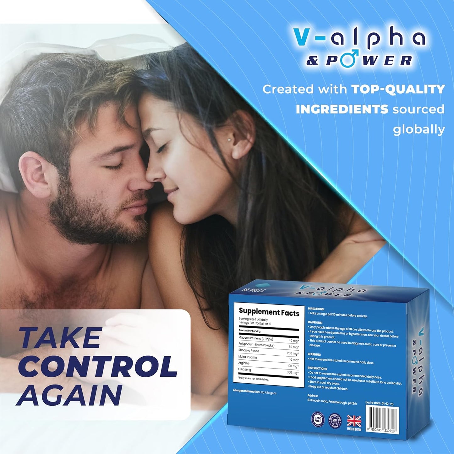 V-alpha & power | 10 Tablets | 100MG Herbal Natural Ingredient - Power & Performance | Fast Acting Energy