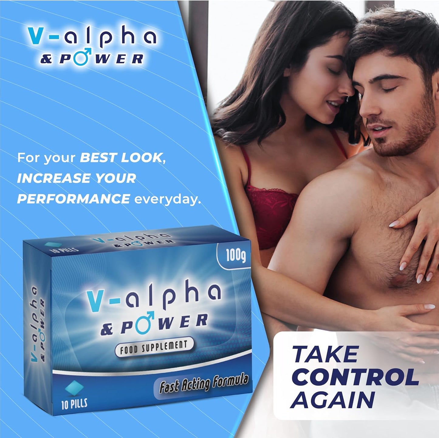 V-alpha & power | 10 Tablets | 100MG Herbal Natural Ingredient - Power & Performance | Fast Acting Energy