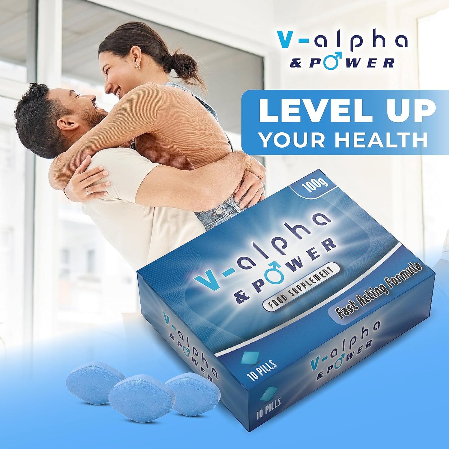 V-alpha & power | 10 Tablets | 100MG Herbal Natural Ingredient - Power & Performance | Fast Acting Energy